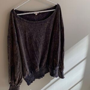 NEW Oddi Mineral Wash Smocked Hem Pullover 2XL